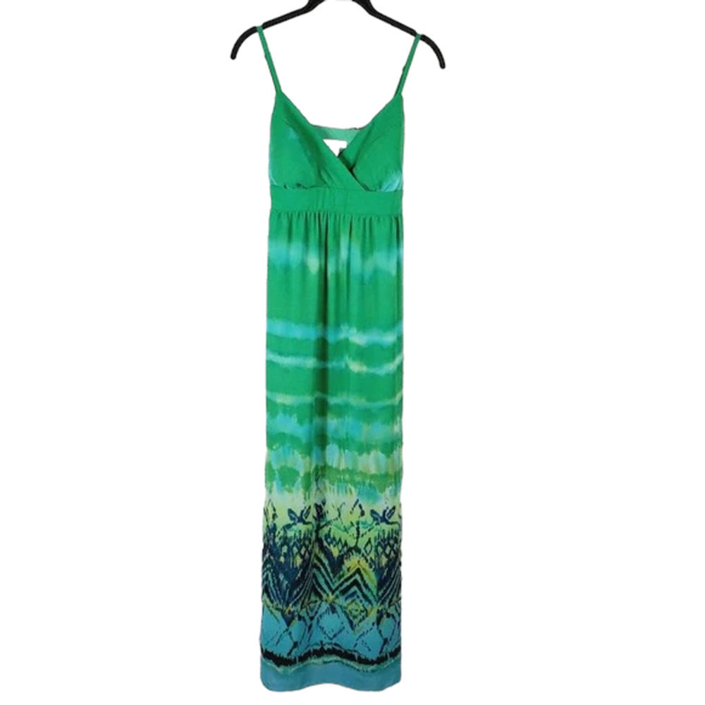 Dressbarn Green Maxi Surplice Neckline Sleeveless Dress Sz 10